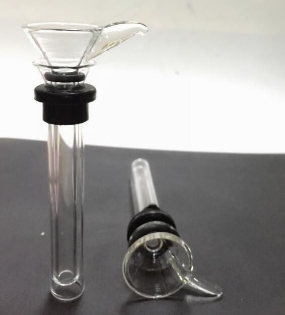2020 Glass Stem Pipe Glass Stem Slide Funnel Style With Black Rubber