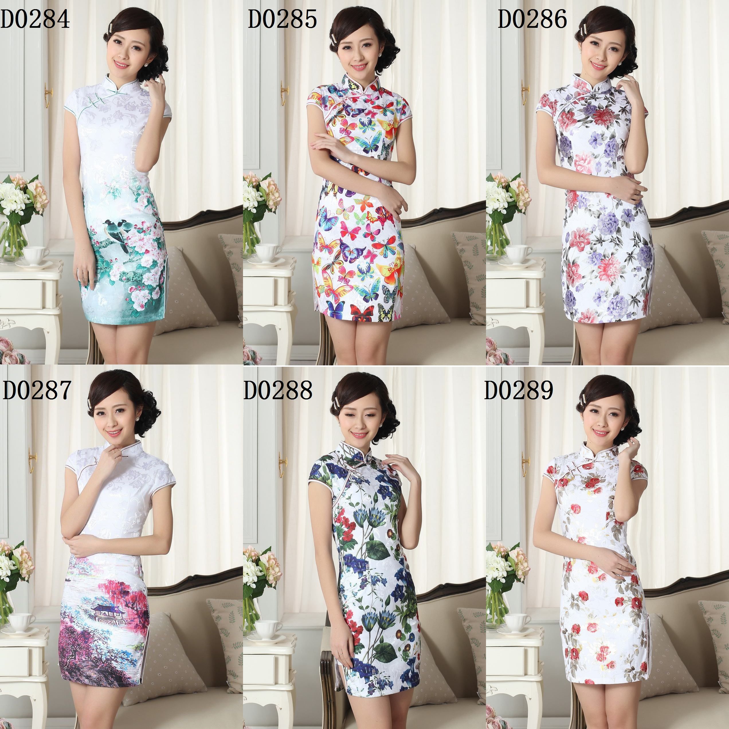 Envío gratis Moda Qipao de mujer china Cheong-sam vestido de mezcla de algodón