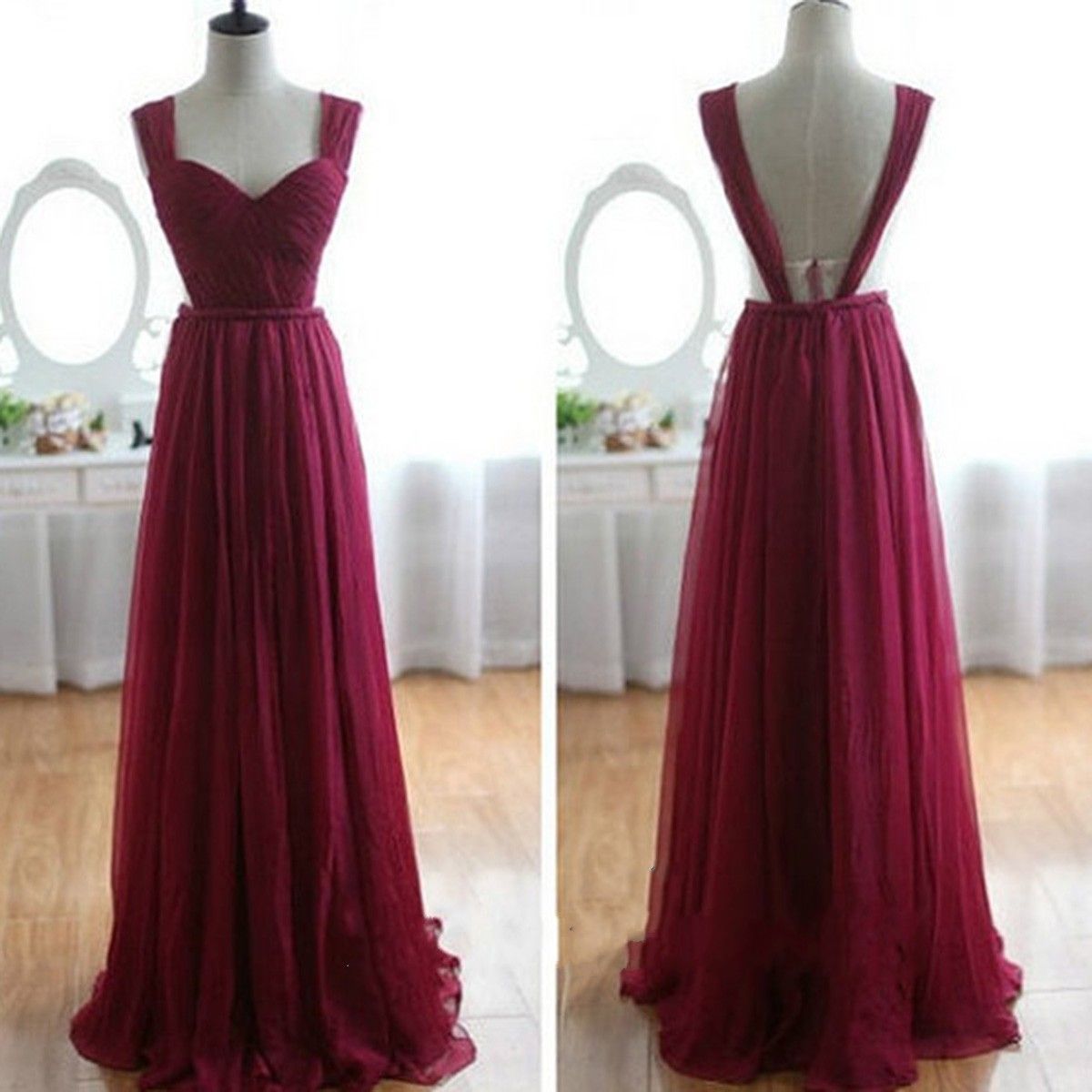 red chiffon bridesmaid dresses