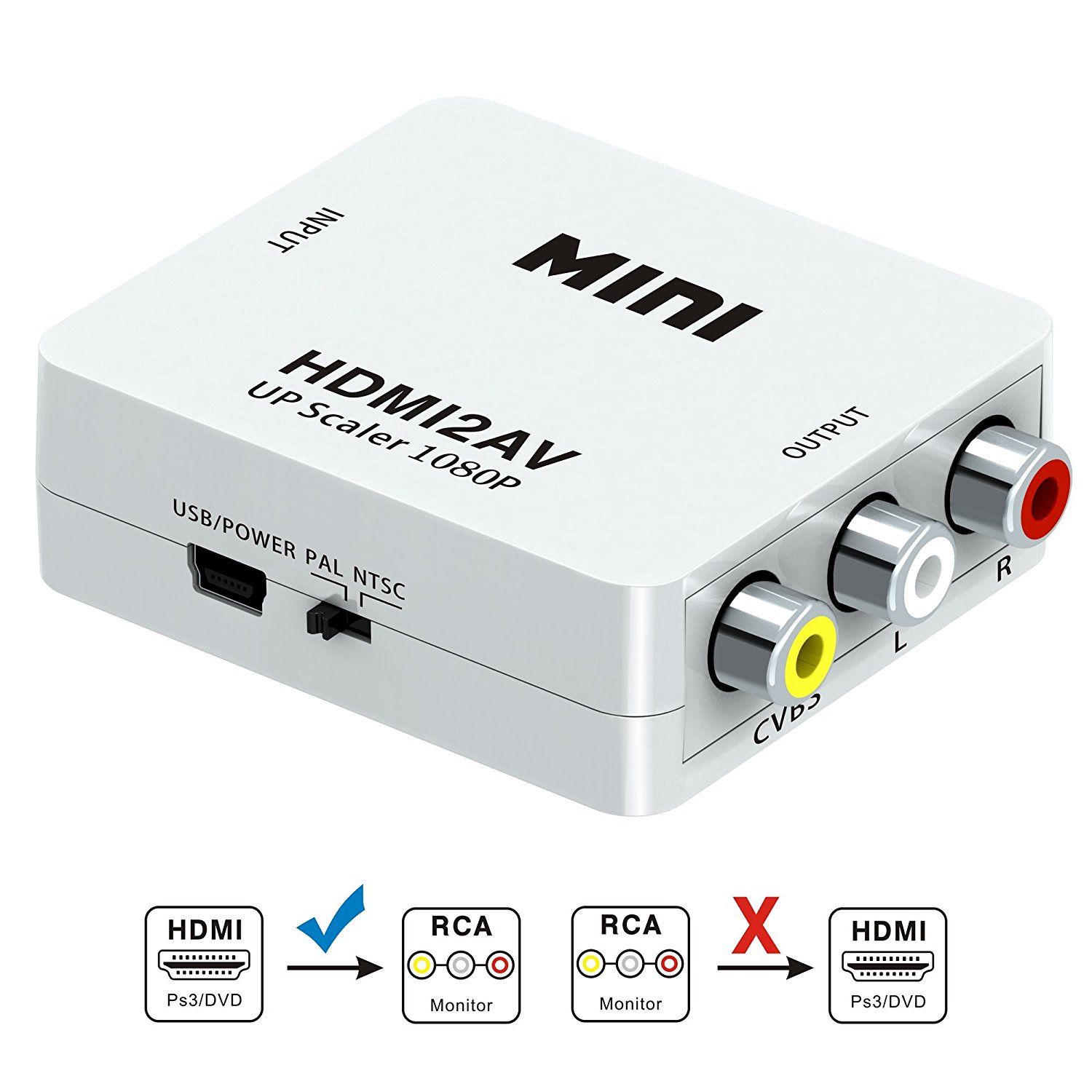 Mini HDMI zu AV Adapter 1080P Video Audio TV Konverter Digital HDMI2AV Konverter