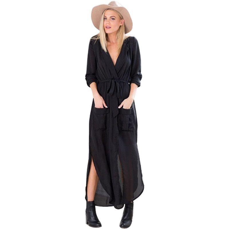 black maxi chiffon dress