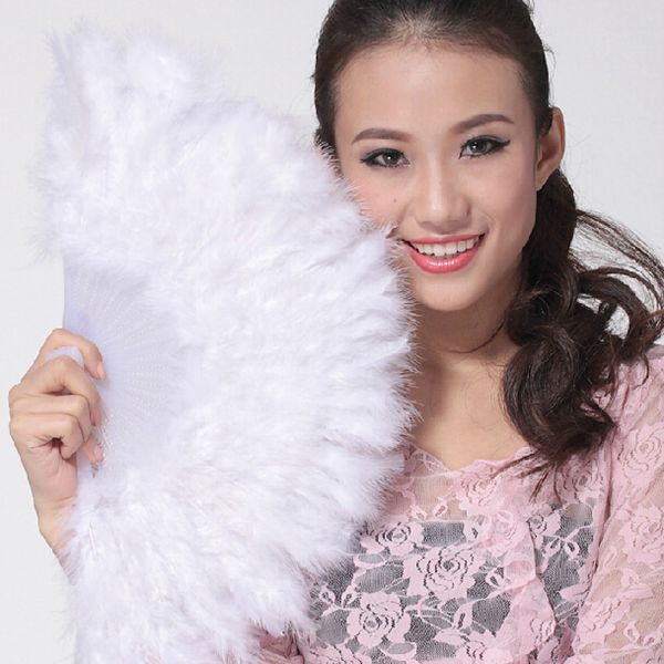 Lady Feather Fan Folding Hand Costume Wedding Showgirl Dance Party Props Elegant