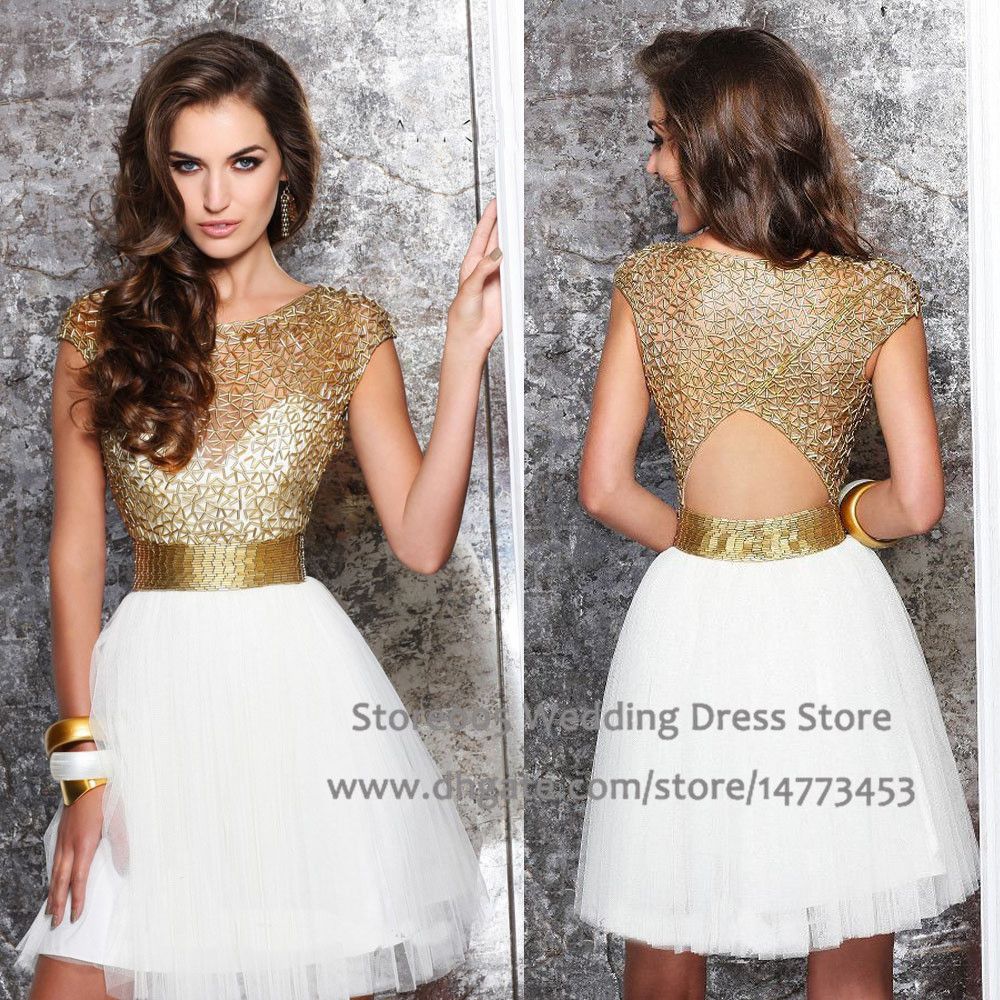 white and gold dress for women