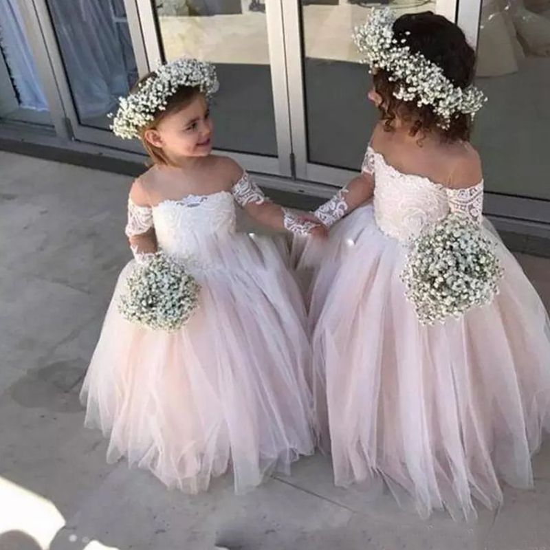 blush pink tulle flower girl dress