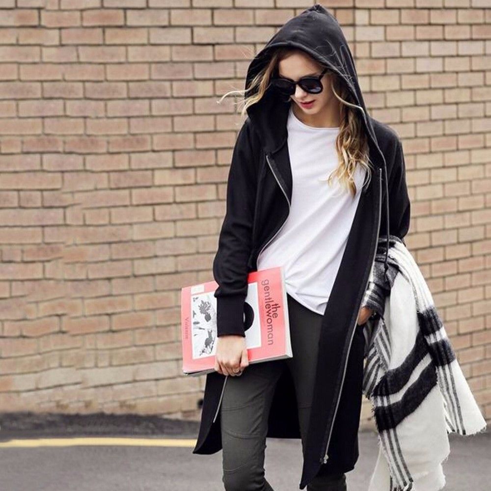 knee length hoodie women's