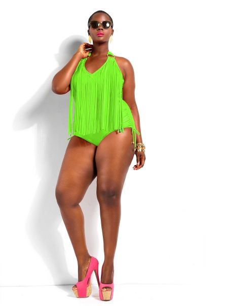 lime green plus size swimwear