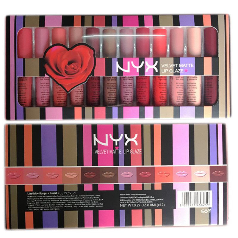 Newest Nyx Velvet Matte Lip Glaze Cream Merry Christmas Set 12 Shades Luxury Velvet Matte Lipsticks Makeup Lipgloss Free Dhl How To Make Lip Gloss Lip