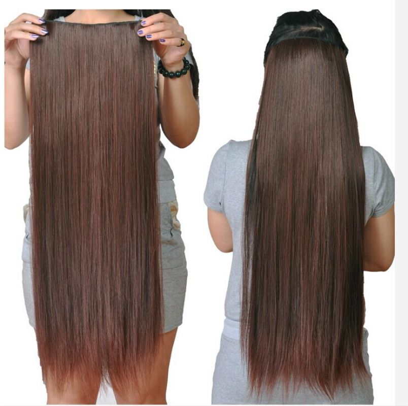 Super Long 30inch 24inch Synthetic 5 Clip In Hair Extension Black