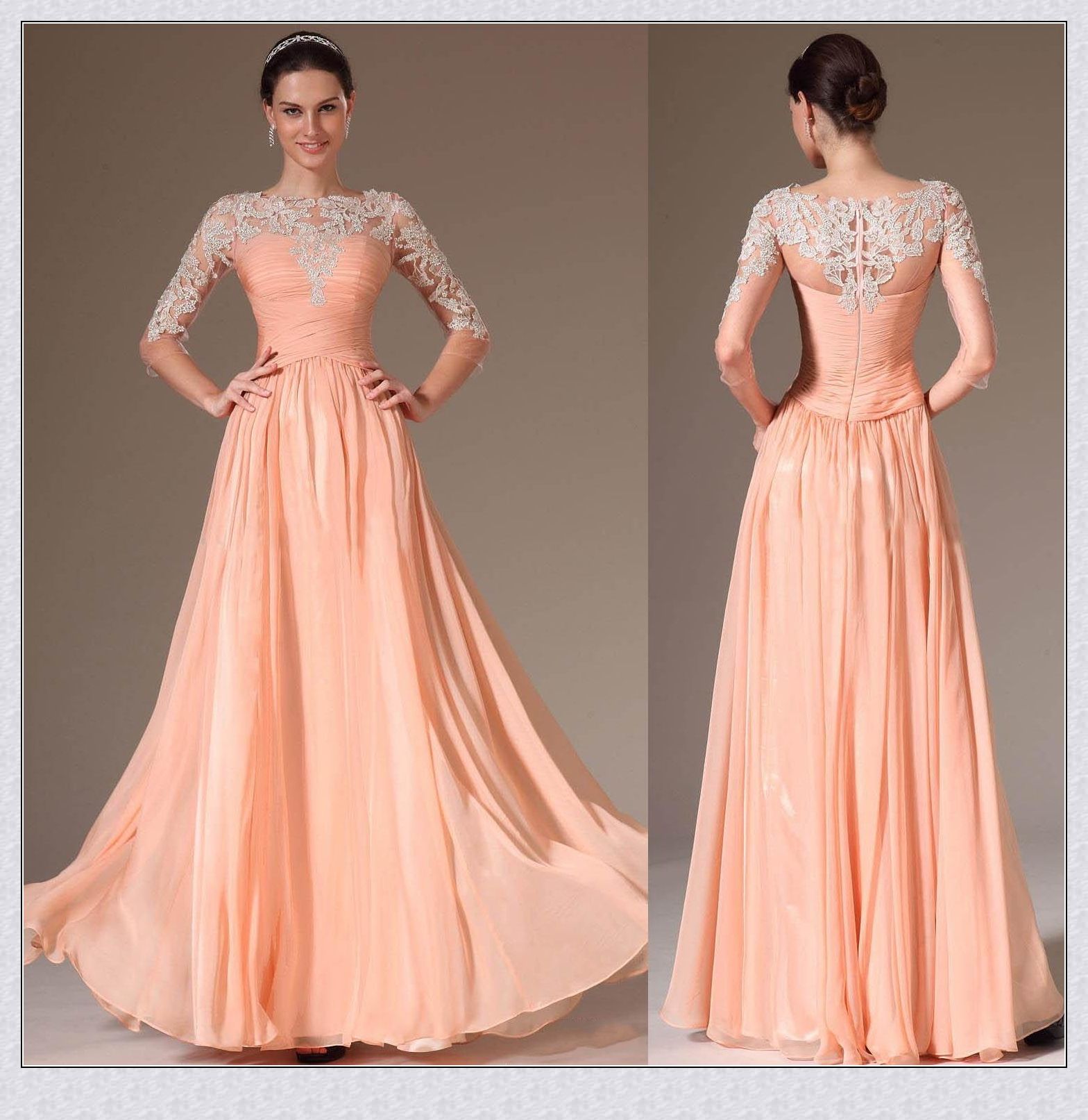 coral evening gown