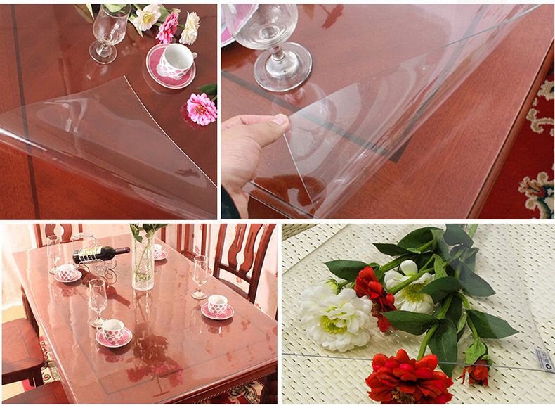 2015 Newest Clear Soft Glass Table Covers Thickness 0.3MM Tablecloth PVC Plastic Table Cloth For