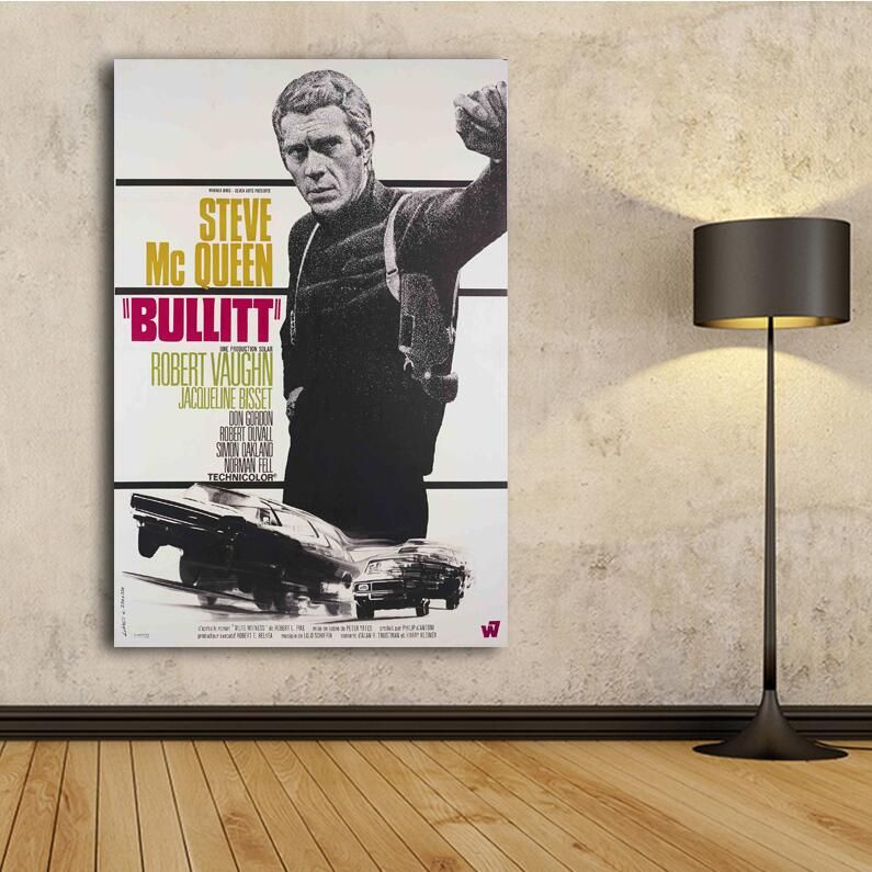 PLAQUE ALU DECO AFFICHE BULLITT STEVE MCQUEEN