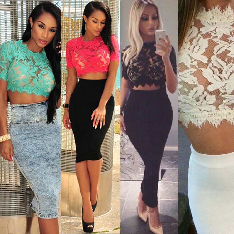 plus size lace cropped top