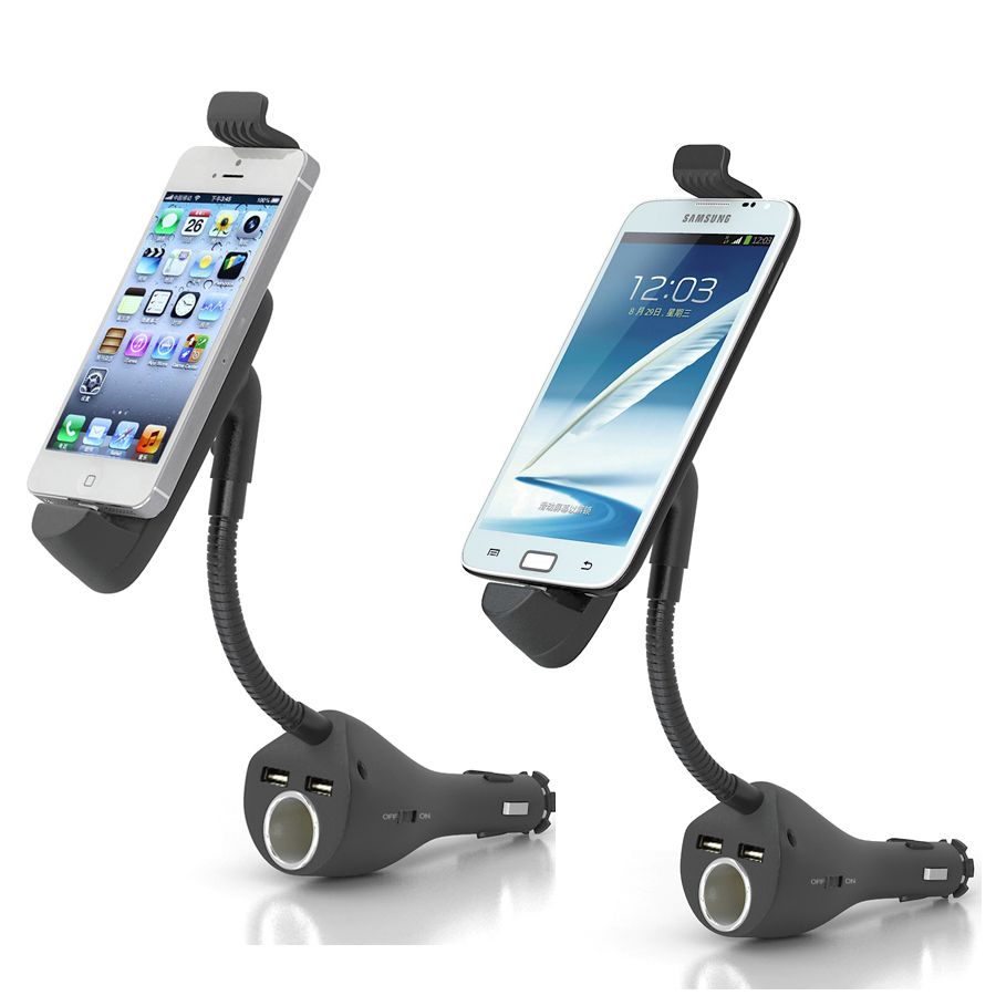 Car Phone Holder Mount Stand With Dual USB Charger Cigarette Car Phone Holder Mount Stand With Dual USB Charger Cigarette