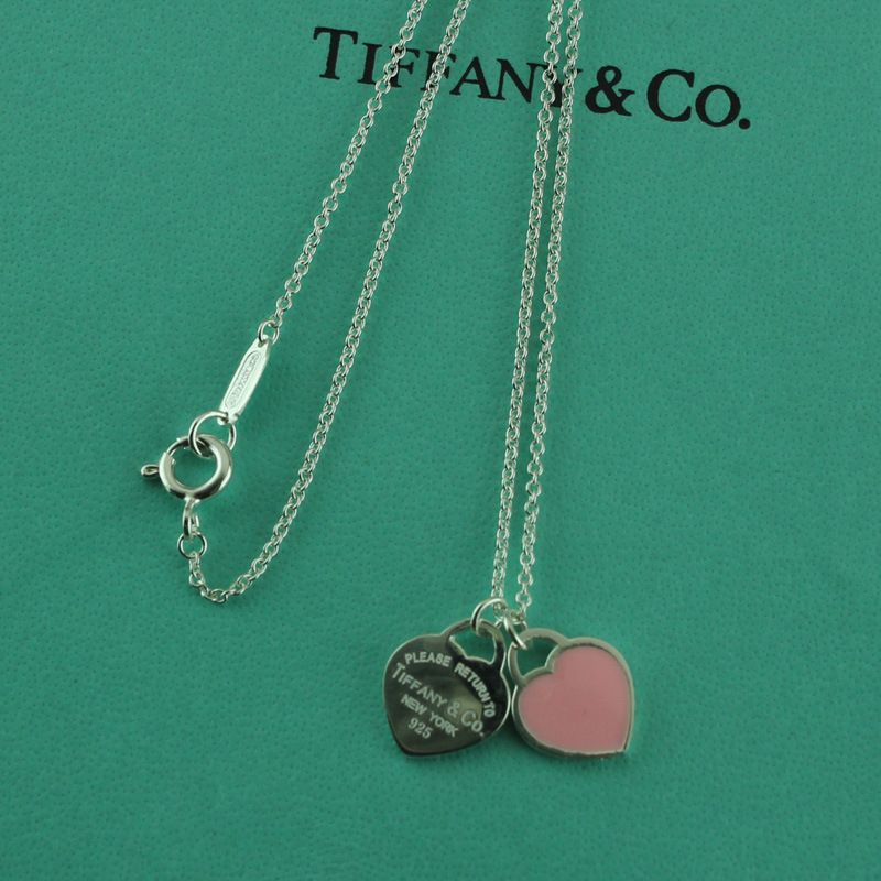 Double Heart Tag Necklace, 925 Sterling 