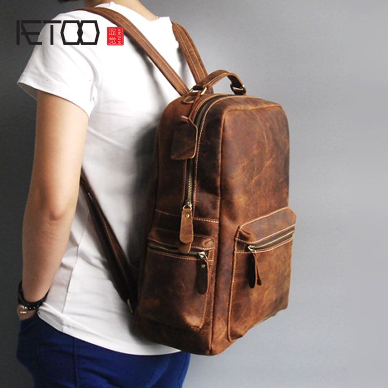 Compra AETOO Mochila De Cuero Para Vacas Locas Del Primer Caballo De Viaje Para  Hombre Mochila Grande De Cuero Para Hombres De Estilo Retro Barato |  Entrega Rápida Y Calidad | Es.Dhgate