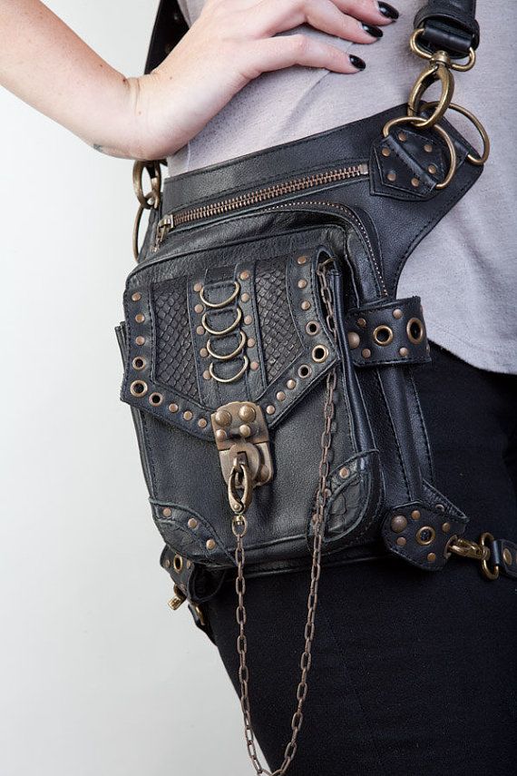 Vintage Steampunk Gothic Style Leather Harness Belt Waist Hip Pack Bag