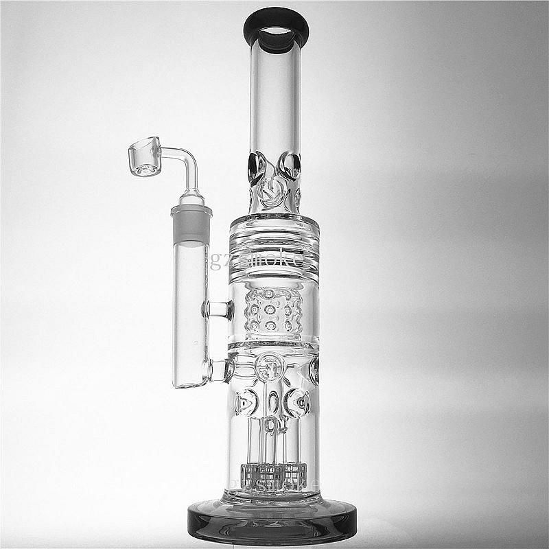 2021 Thick Glass Bongs Water Pipes Triple Matrix Perc Bong Diffuser