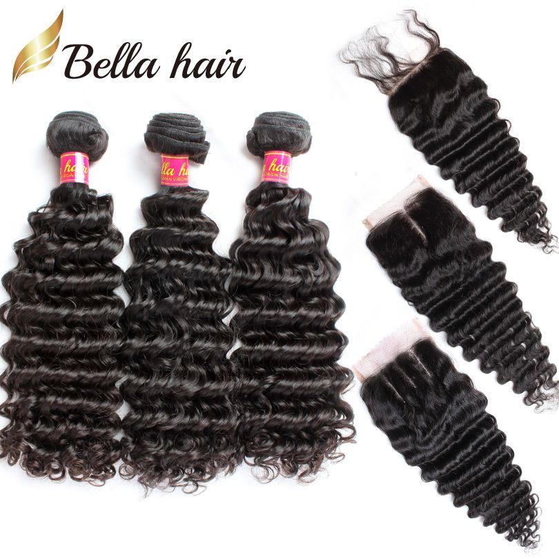 7a deep wave hair bundles with closure