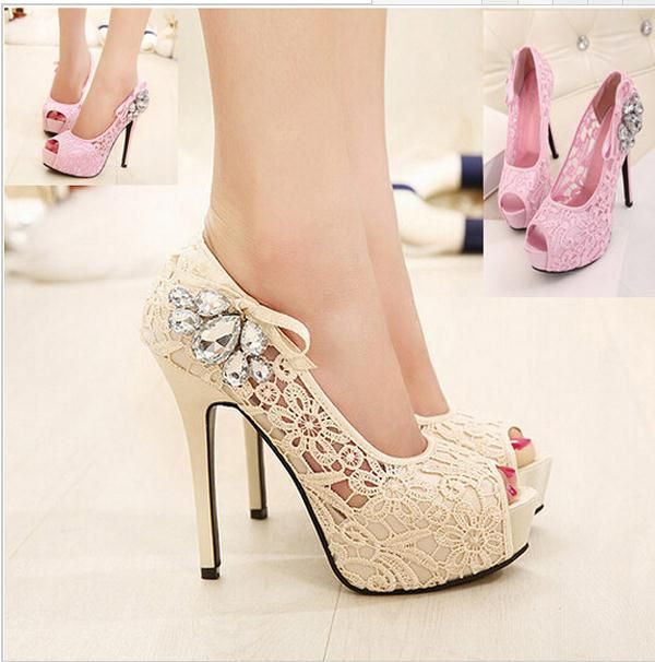 mesh lace heels