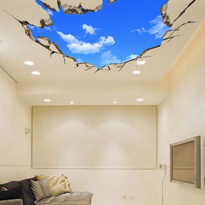 Extra Large 3d Stereo Blue Sky White Cloud Wall Art Mural Decor