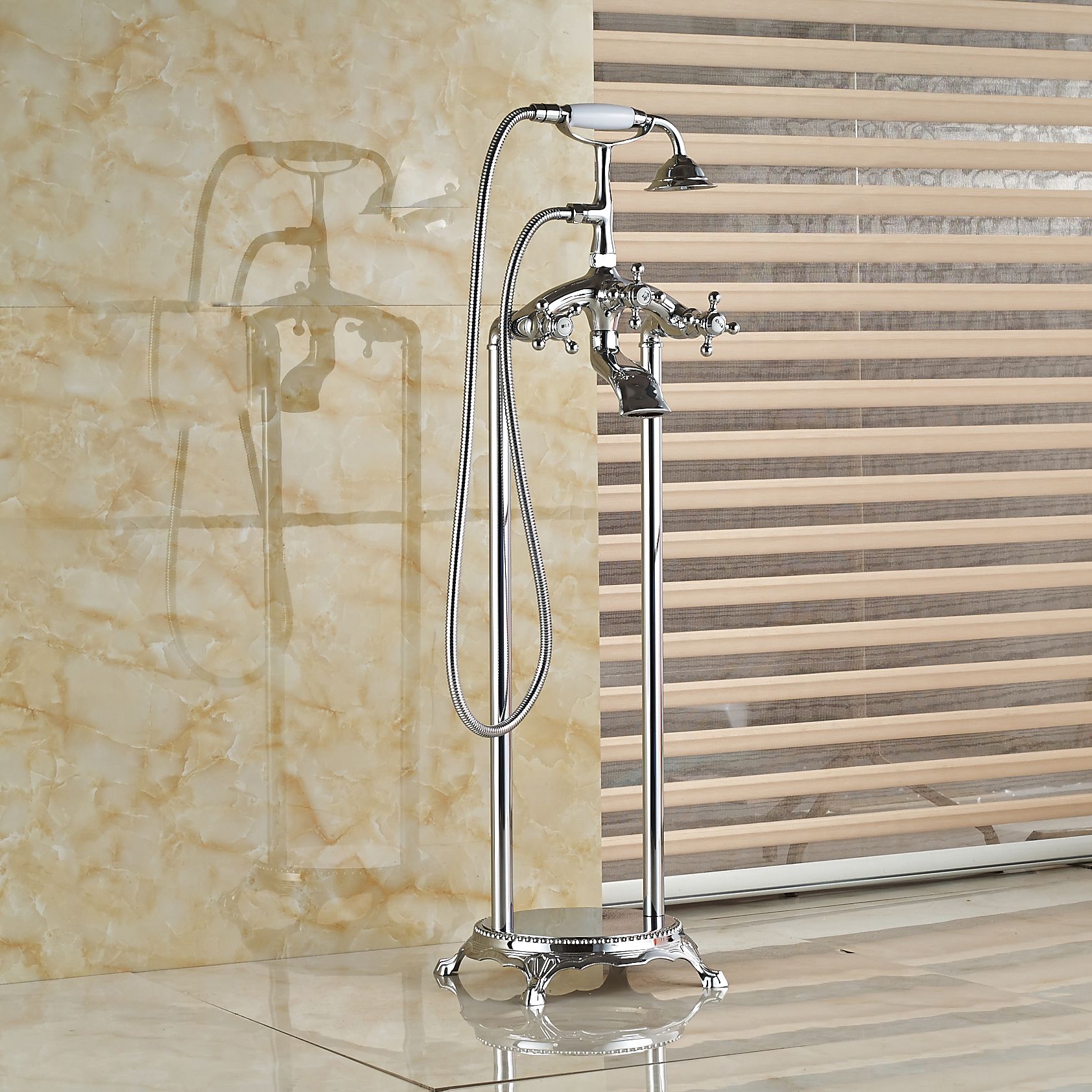 2019 Wholesale And Retail Luxury Chrome Brass Free Standing Tub