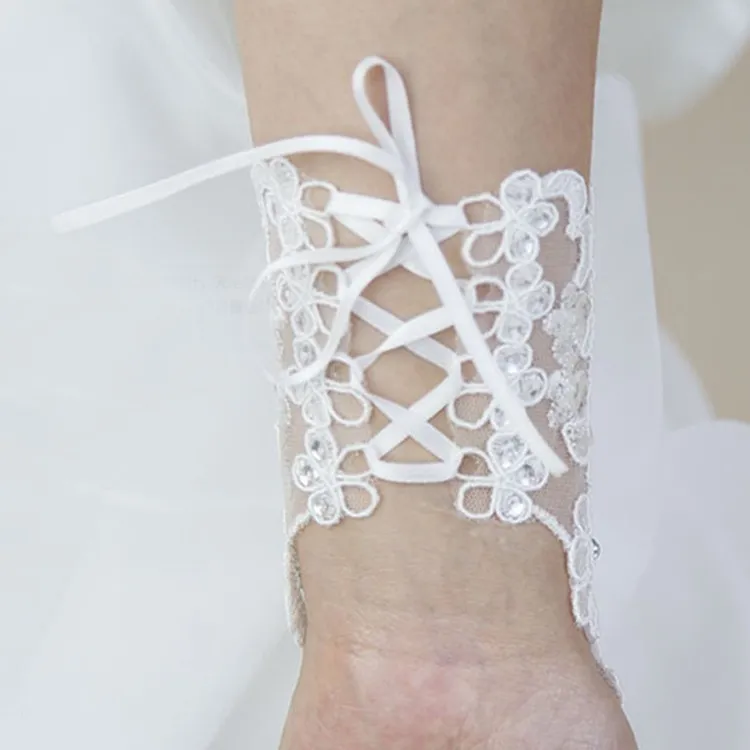 Asudaro Gants Longs Mariage Élégants Dentelle Et Satin Avec Strass - Mitaines Soirée Femme