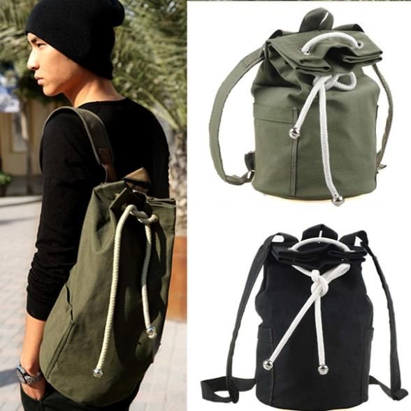 drawstring bucket bag canvas