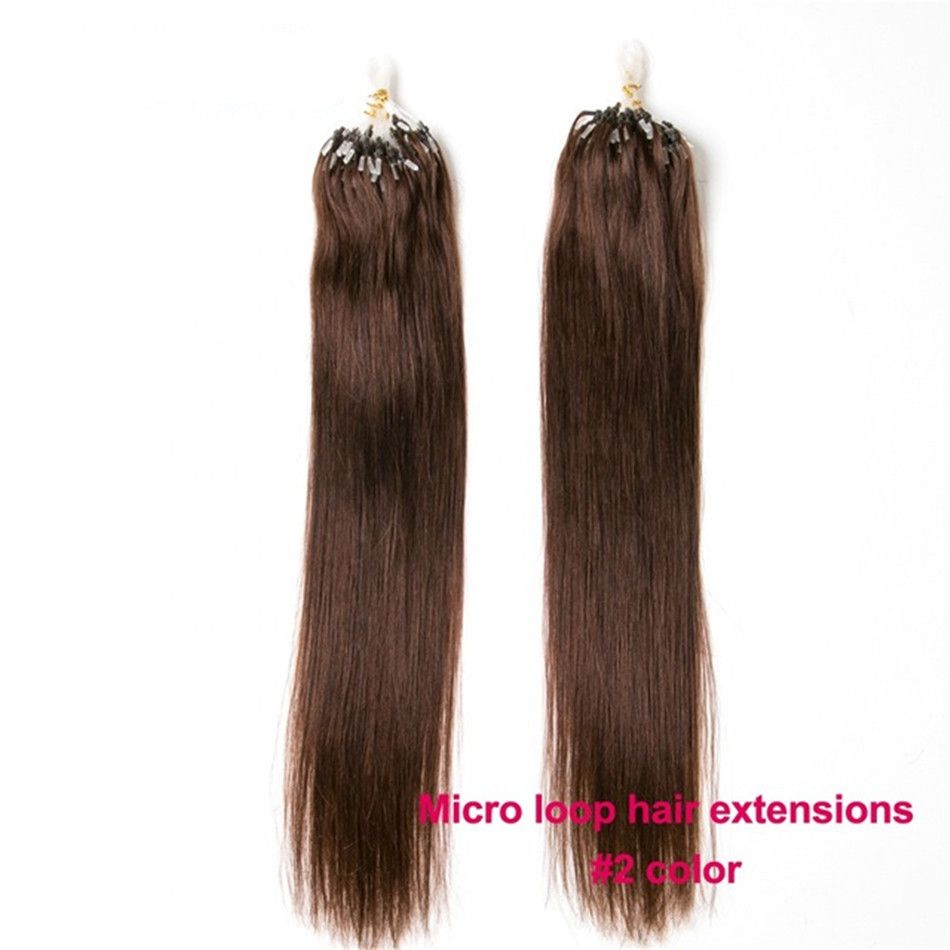 ELIBESS HAIR-Loop Micro Ring Hair Extension /strand 200 strands/lot  Straight Black Brown Colors Hairs Human Hair Extension