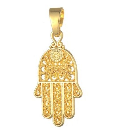 925 Sterling Argent en filigrane Hamsa Main Pendentif