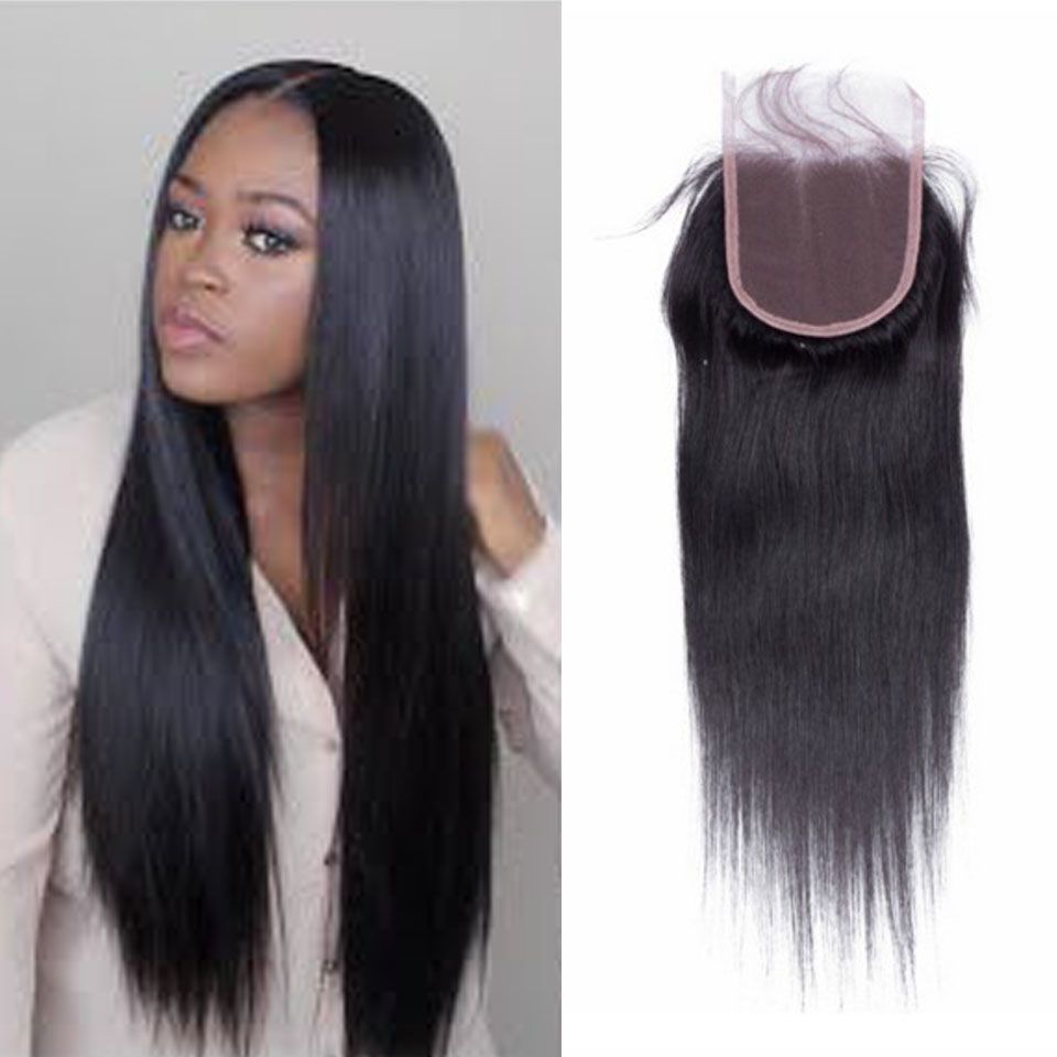 Brazilian Human Hair Lace Closure Side Middle 3 Part Hair Closure