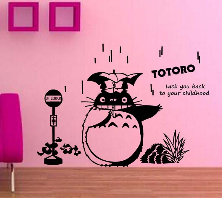 Compre Anime Salto De Dibujos Animados Totoro Habitacion Para Ninos O Bebe Vivero Ninos Etiqueta De Papel De Pared Etiqueta De La Pared Decoracion Para Los Anime Fans A 16 98 Del