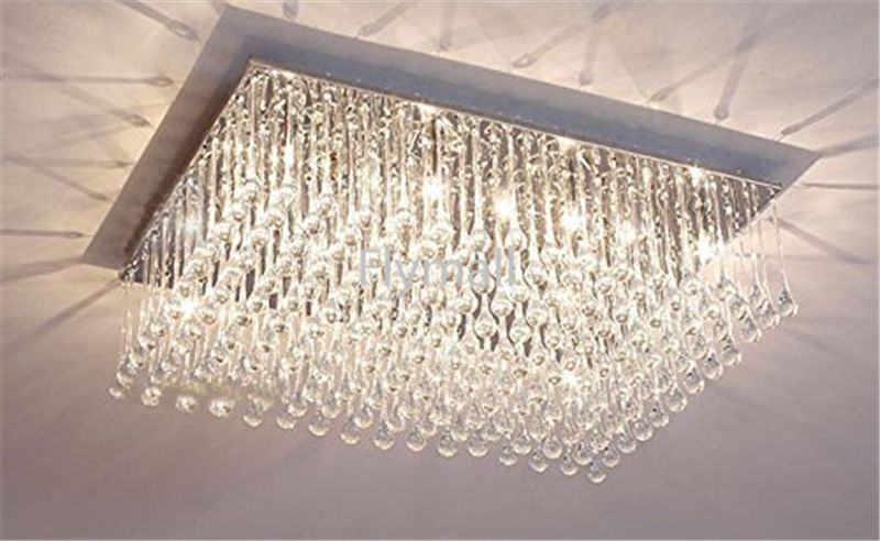 Modern Fashion Glass K9 Crystal Chandeliers Rectangle Ceiling Light Living Room Aisle Bedroom Chandelier Rain Drop Design Ceiling Lamp Light Dining