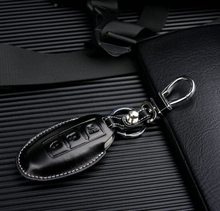 MJKEY Leather Remote Smart 4 Buttons Key Fob Cover Case Chain for Nissan Infiniti Q50 Q60 MJKEY Leather Remote Smart 4 Buttons Key Fob Cover Case Chain for Nissan Infiniti Q50 Q60