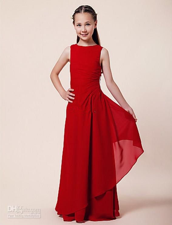 girls long red dress