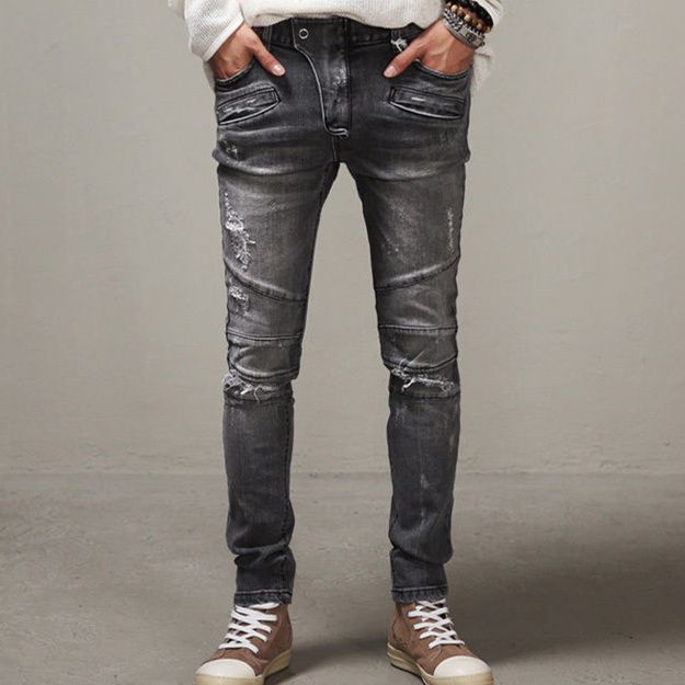 gray distressed jeans mens