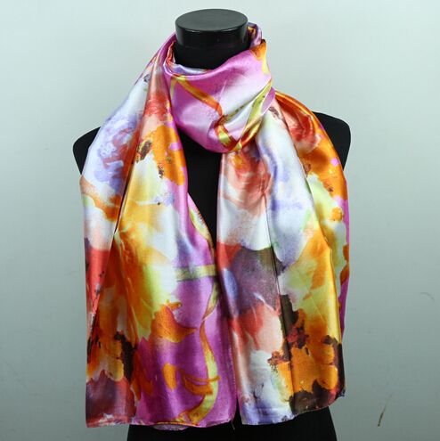 pink and white scarf