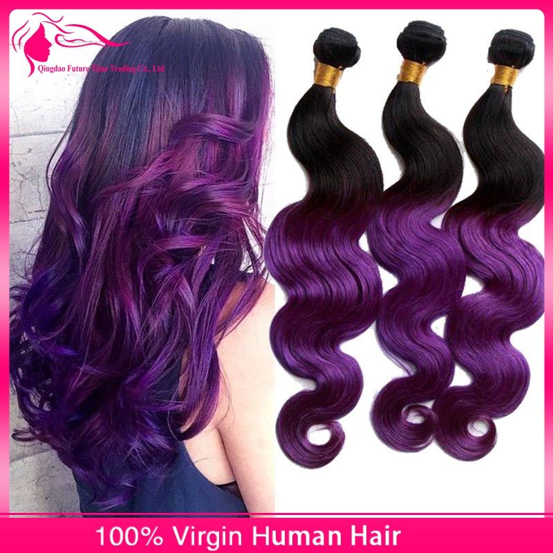 Cheap Purple Ombre Brazilian Body Wave Hair Weave Two Tone Colored