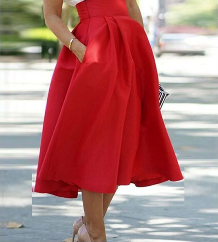 Th Los invitados montículo Mujeres 2016 ropa nueva tendencia de moda de primavera en Europa y América  Sexy rojo falda de cintura alta maxi tutu faldas para mujeres