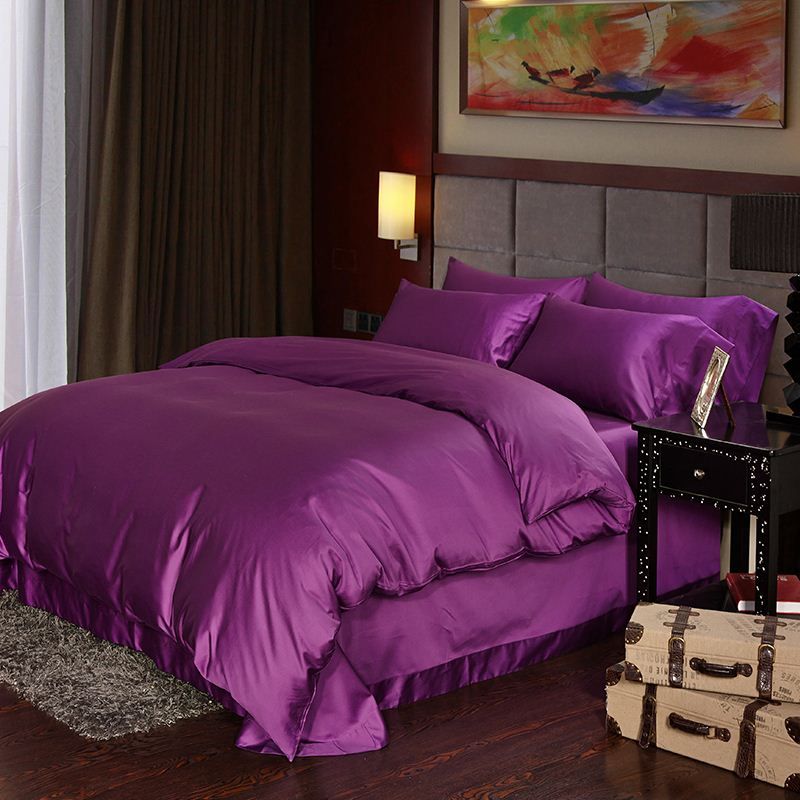 Luxury Deep Purple Egyptian Cotton Bedding Sets Sheets Queen Duvet