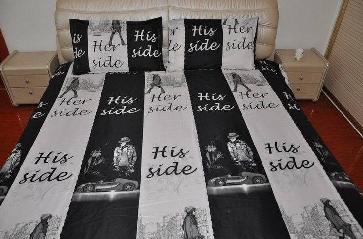 Black And White Bedding Set Fun Korean Quilt Duvet Cover Bed