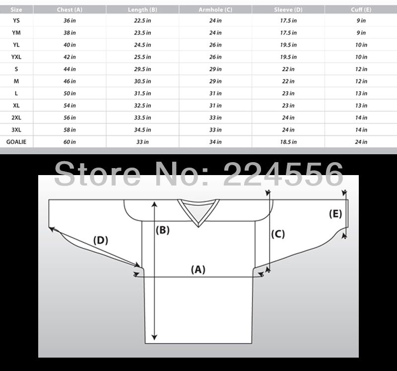 reebok size chart nfl jersey