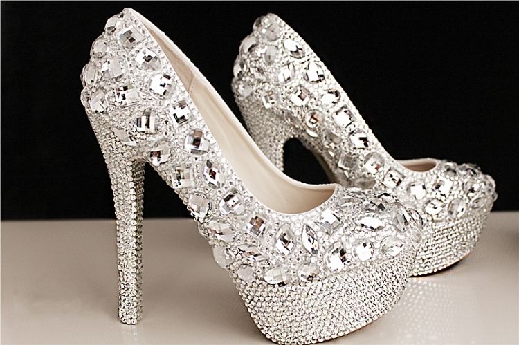 high heels with crystals