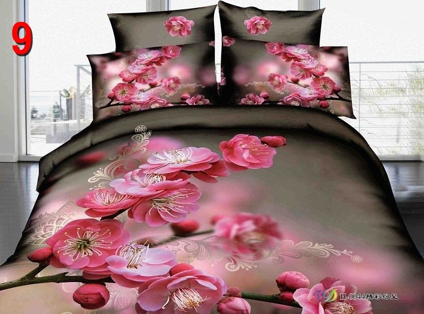 Hot Sale Cherry Blossom Peach Blossom 3d Bedding Set Queen Size