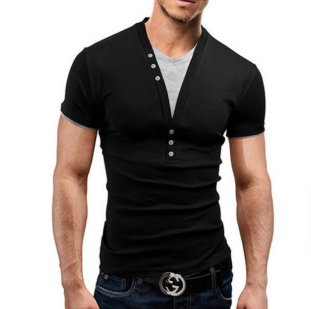 2015 Summer New M 2XL Mens Clothes Man Short Sleeves Casual T Shirt V ...