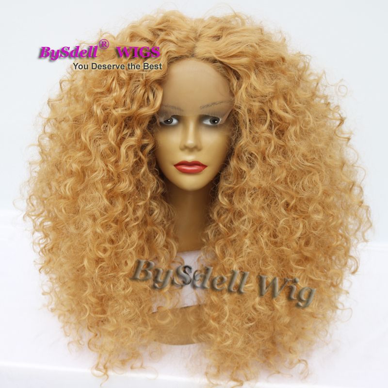 Afro Fluffy Kinky Curly Hair Wig Synthetic Lace Front Wigs For