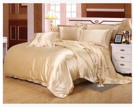 Silk Bedding Set Satin Super King Size Queen Full Double Camel Tan
