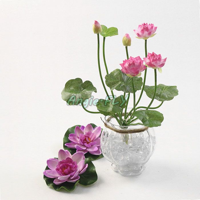 2021 TMC 1 Bouquet Silk Green Leaf Plant Mini Artificial Lotus Flower