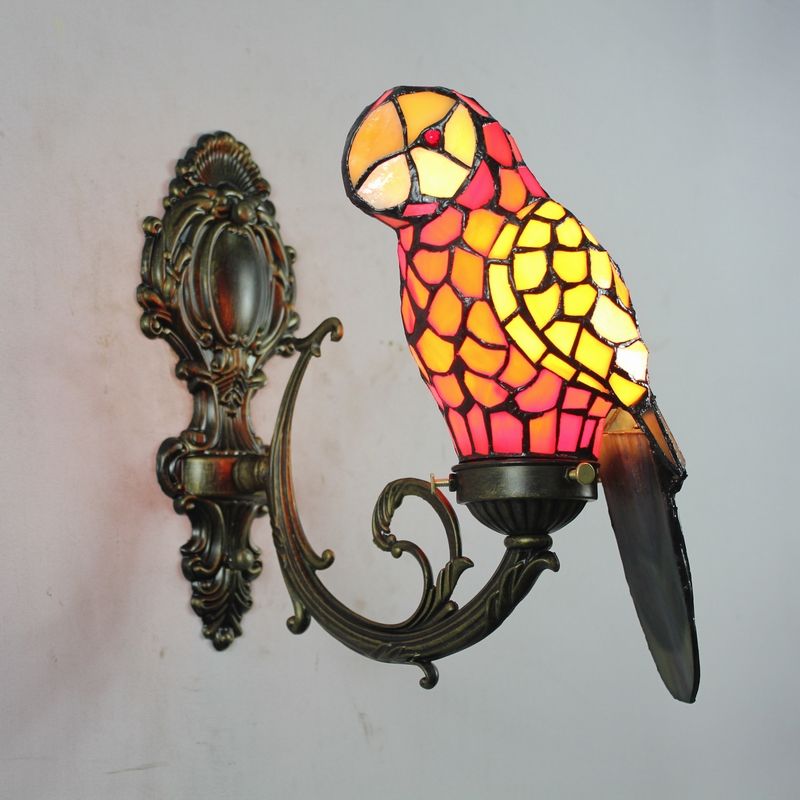 2021 Macaw Bird Tiffany Wall Lamp Stained Glass Wall Mounted Accent