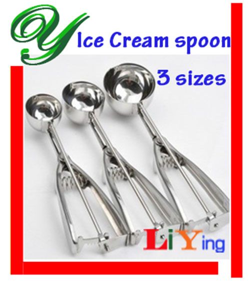 3x Stainless Steel Ice Cream Scoop 4 5 6cm Cookie Mash Muffin Spoon Kitchen  Ball