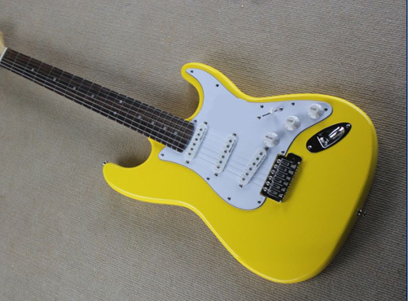 Hot Sale Factory Custom Yellow Electric Guitar With Rosewood Fretboard